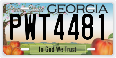GA license plate PWT4481