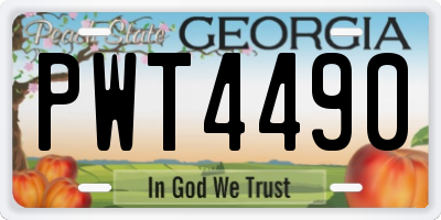 GA license plate PWT4490
