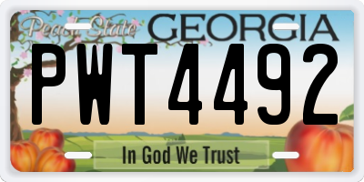 GA license plate PWT4492