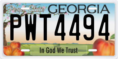 GA license plate PWT4494