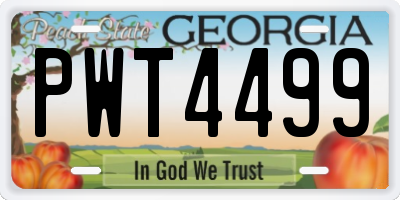 GA license plate PWT4499