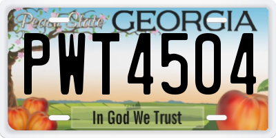 GA license plate PWT4504