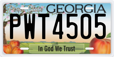 GA license plate PWT4505