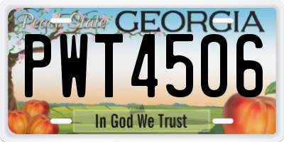 GA license plate PWT4506