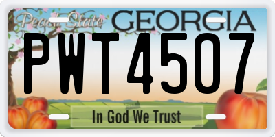 GA license plate PWT4507