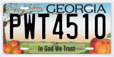 GA license plate PWT4510