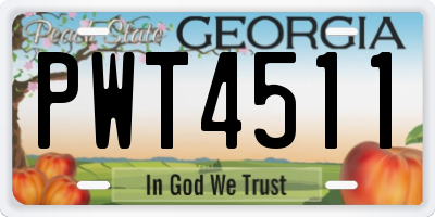GA license plate PWT4511