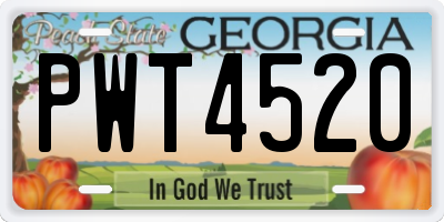 GA license plate PWT4520