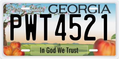 GA license plate PWT4521