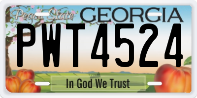 GA license plate PWT4524