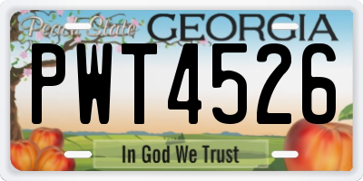 GA license plate PWT4526