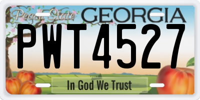 GA license plate PWT4527