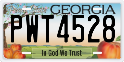GA license plate PWT4528