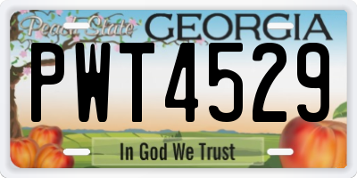 GA license plate PWT4529
