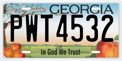 GA license plate PWT4532