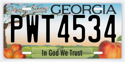 GA license plate PWT4534