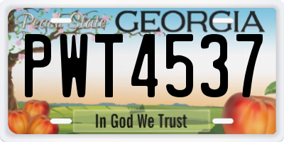 GA license plate PWT4537