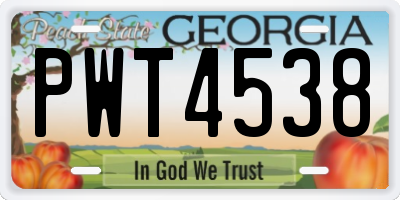 GA license plate PWT4538