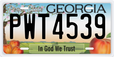 GA license plate PWT4539