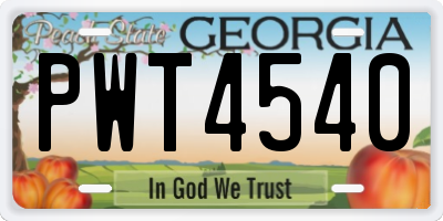 GA license plate PWT4540