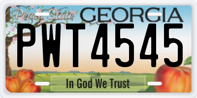 GA license plate PWT4545