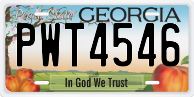 GA license plate PWT4546