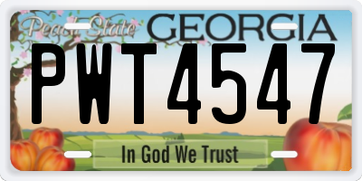 GA license plate PWT4547