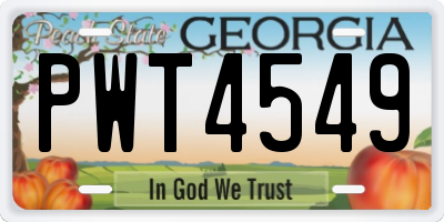 GA license plate PWT4549
