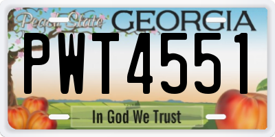 GA license plate PWT4551
