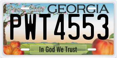 GA license plate PWT4553