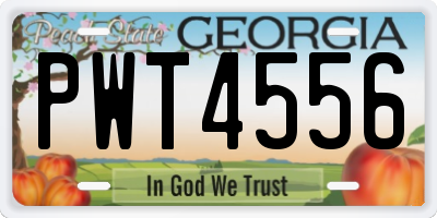 GA license plate PWT4556