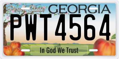 GA license plate PWT4564