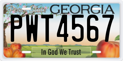 GA license plate PWT4567