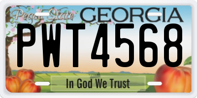 GA license plate PWT4568