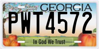 GA license plate PWT4572