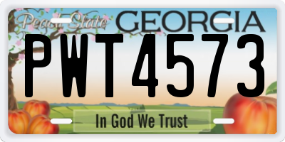 GA license plate PWT4573