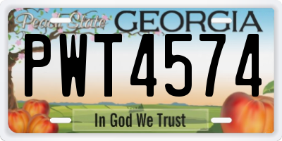 GA license plate PWT4574