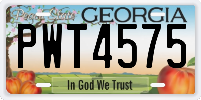GA license plate PWT4575