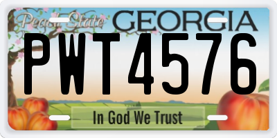 GA license plate PWT4576