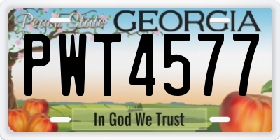 GA license plate PWT4577
