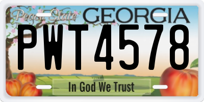 GA license plate PWT4578