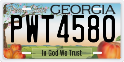 GA license plate PWT4580