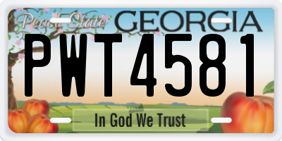 GA license plate PWT4581