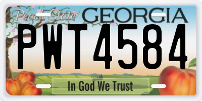 GA license plate PWT4584