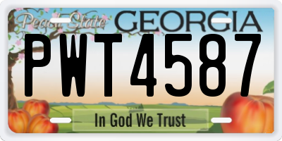 GA license plate PWT4587