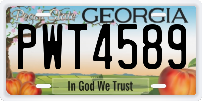 GA license plate PWT4589