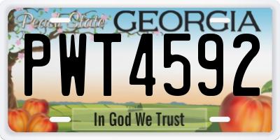 GA license plate PWT4592