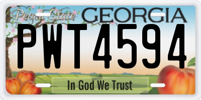 GA license plate PWT4594