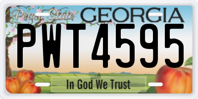 GA license plate PWT4595