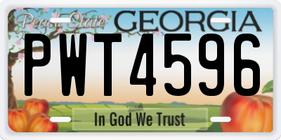 GA license plate PWT4596